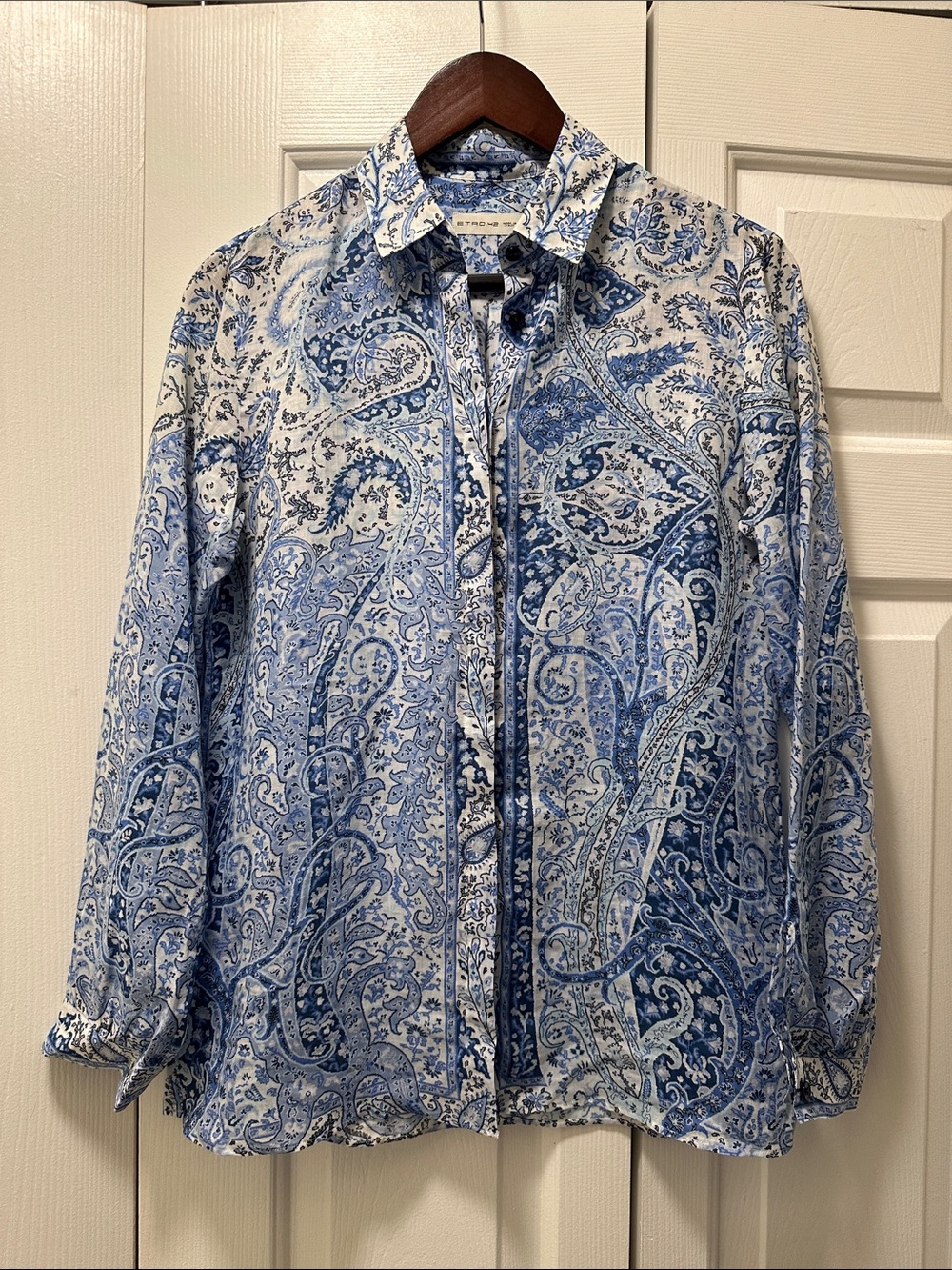 Etro Blue and White Paisley Blouse